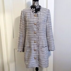 💛Sail To Sable💛 - White/Navy/Gold Tweed Coat